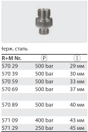 Переходник штуцер 1/2"; штуцер 1/4" (нерж), 500 бар - фото 102567