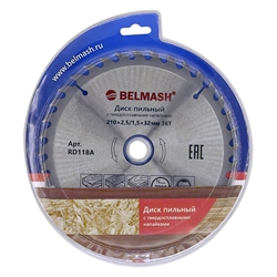 Диск пильный BELMASH 210x2,5/1,5x32/30; 36T - фото 74047