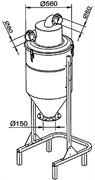 Сепаратор 200 л на шасси с выходом для системы выгрузки в мешки O 150 мм. Отверстие 80мм