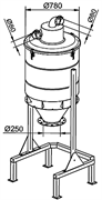 Сепаратор 500 л на шасси с выходом для системы выгрузки в мешки O 250 мм. Отверстие 80мм