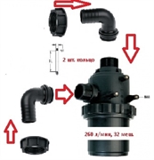 Фильтр всасывающий (серия 317) 260 л/мин, 32 меш: вх.- вых. ёлочка d=40 mm.(90 гр.)